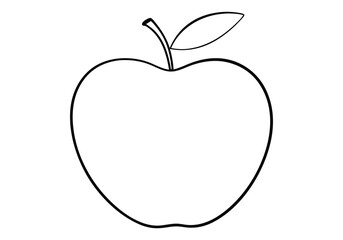 Minimalist Continuous Line Art of an Apple with Stem and Leaf in a Modern Organic Style