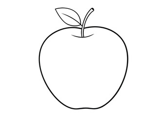 Minimalist Continuous Line Art of an Apple with Stem and Leaf in a Modern Organic Style