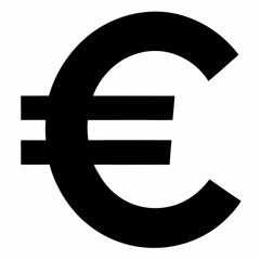 Euro Sign Black Silhouette Vector