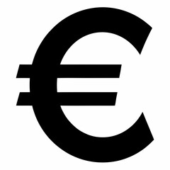 Euro Sign Black Silhouette Vector