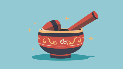 Tibetan Singing Bowl Cartoon Icon Vector Illustration