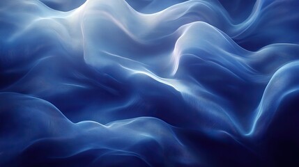 Fototapeta premium An abstract background with flowing blue waves represents artistic design, creative banners, and fabric textures