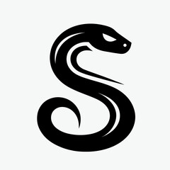 Obraz premium Stylized black snake in the shape of the letter S