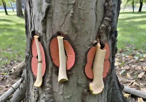 Fungal Growth Found On Apple Tree Trunks In Some Areas Is Caused By Bracket Fungus Species Phellinus Pomaceus And Phellinus Igniarius.
