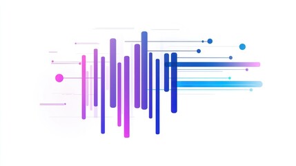 a sleek Gantt chart clipart, project management element, linear style, gradient blue to purple, isolated on white background
