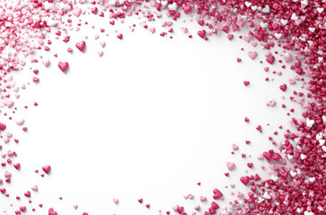 Obraz premium Colorful heart-shaped confetti arranged for a festive Valentine's Day celebration