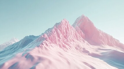Obraz premium Pastel pink mountainscape under a clear sky.