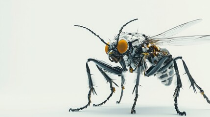 Fototapeta premium Detailed Close-Up of an Intricate Insect on a Light Background