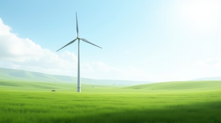 Fototapeta premium Wind Turbine in Vast Green Field