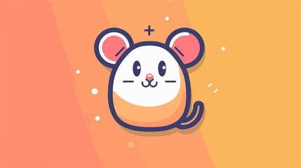 Cute Cartoon Mouse Icon in Flat Vector Illustration