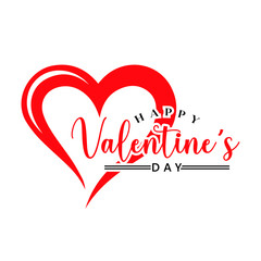 Happy Valentine's day text lettering typography poster background Vector illustration.