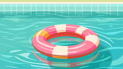 Small Outdoor Swimming Pool Illustration in Flat Cartoon Style