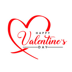 Happy Valentine's day text lettering typography poster background Vector illustration.