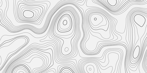 The black grey on white contours vector topography stylized height of the lines. The concept of a conditional geography scheme and the terrain path. Ultra wide. Map vector terrain Illustration.