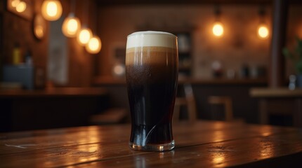 Creamy Guinness Stout in a Rustic Pub