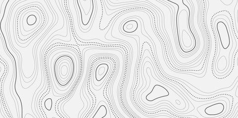 Fototapeta premium The black grey on white contours vector topography stylized height of the lines. The concept of a conditional geography scheme and the terrain path. Ultra wide. Map vector terrain Illustration.