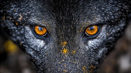Close-up of a wolf's intense, amber eyes.