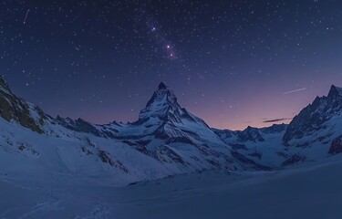 Fototapeta premium Majestic Matterhorn Under a Starlit Night Sky