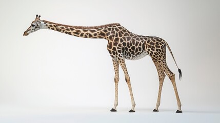 Fototapeta premium Majestic Giraffe Standing Gracefully Against a Minimalist Background