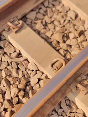 Railway tracks in the countryside of Bangladesh, closeup of photo