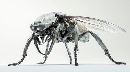 Fototapeta premium Detailed Macro Image of a Transparent Insect with Intricate Anatomy