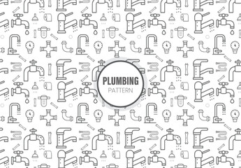 Vector set of design templates and elements for Plumbing Pattern with Home Repair and Maintenance Icons.
