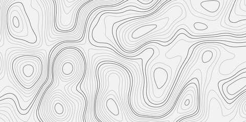 Fototapeta premium The black grey on white contours vector topography stylized height of the lines. The concept of a conditional geography scheme and the terrain path. Ultra wide. Map vector terrain Illustration.