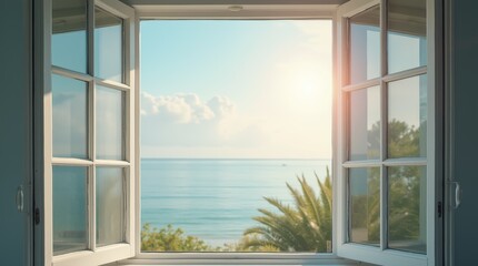 Fototapeta premium Open Window with Breeze: Fresh Air and New Opportunities