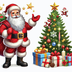 Christmas Santa Claus Isolated on white Background. Vector illustration. on white background -