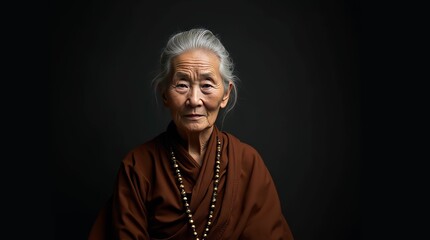 Elderly Zen Buddhist Woman Portrait
