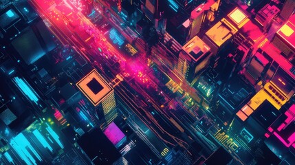 Fototapeta premium Network flat design top view theme information technology water color vivid 