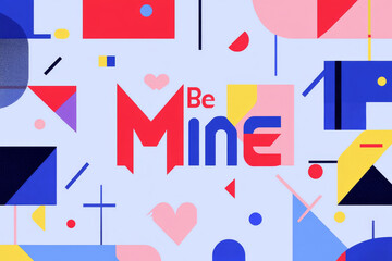 Creative Valentine's Day greeting design featuring colorful geometric patterns and cheerful message