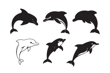 Naklejka premium Dolphin silhouette vector illustration with a white background