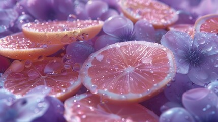 Citrus Serenity: A Dreamy Composition of Dew-Kissed Grapefruit and Lavender Blossoms