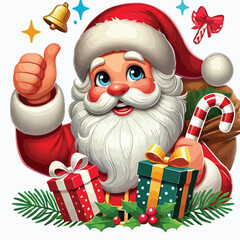 Christmas Santa Claus Isolated on white Background. Vector illustration. on white background -