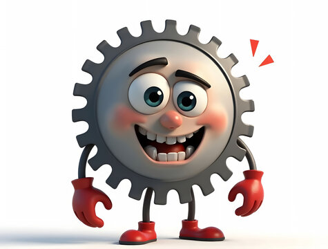 recommend clip art: Circular Saw Blade Cartoon in 3D with Big Eyes and Legs - Ideal for Clip Art and Print Ad Designs