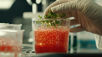 Researcher expertly manipulating cell cultures in a high-tech lab, emphasizing innovation in biotechnology.