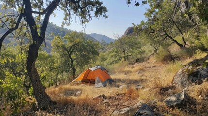 Camping in the serene mountains: A peaceful escape amidst nature's beauty