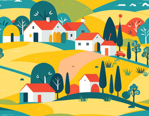 landscape with houses