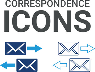 Orrespondenc icons. Containing speak, phone, mail, contact, chat, website, satellite, radio, antenna, message and more. Solid icons collection, vector illustration.