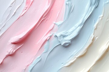 Smooth Creamy Finish: Aesthetic Blends of Cosmetic Cream Textures on Soft Pastel Tones