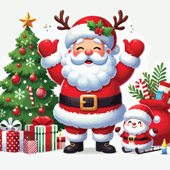 Christmas Santa Claus Isolated on white Background. Vector illustration. on white background -