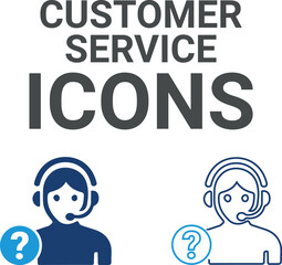 Customer service icons. Containing customer satisfaction, assistance, experience, feedback, operator and technical support icons. Solid icon collection.