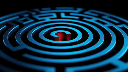 Fototapeta premium close up of futuristic maze with striking red element at its center, showcasing intricate patterns and vibrant colors