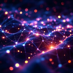 Fototapeta premium Abstract digital landscape, futuristic network