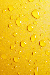 Yellow background water drops on it generated.AI