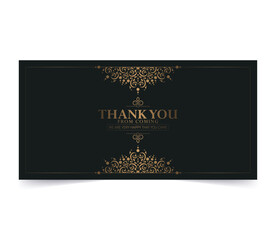 Dark gold thank you wedding card