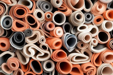 Top View of Pastel Colored Paper Sheets in a Beautiful Arrangement with Diffused Lighting and Soft Gradient Background for Creative Projects