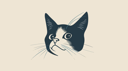 Minimal Cat Drawing Flat Vector Illustration