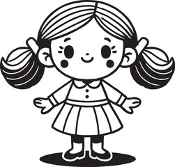 Cute little girl cartoon vector illustration